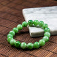 Natural Burmese Jade Bright Green Piao Hua Beaded Bracelet