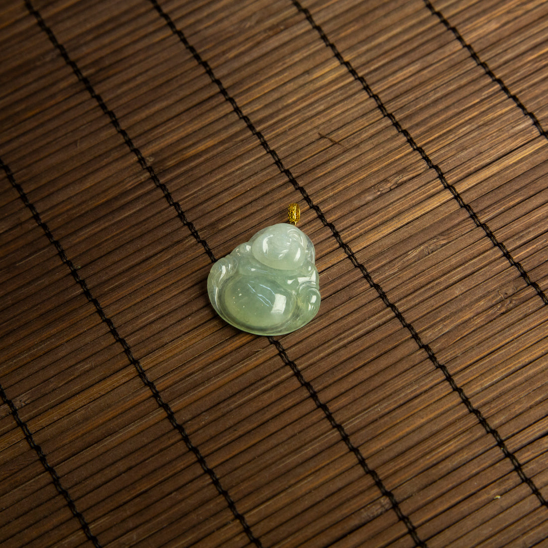 18K黃金冰種笑佛吊墜