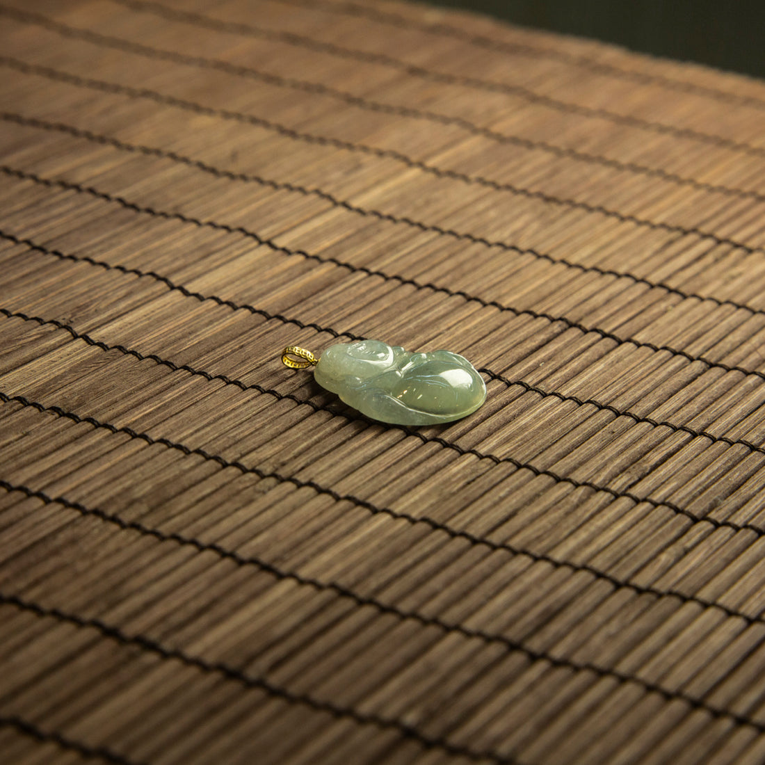 18K黃金冰種笑佛吊墜