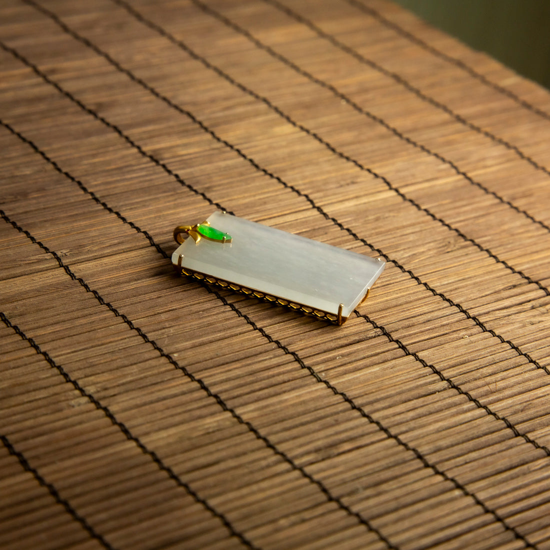 18K黃金冰種粉紫無事吊墜