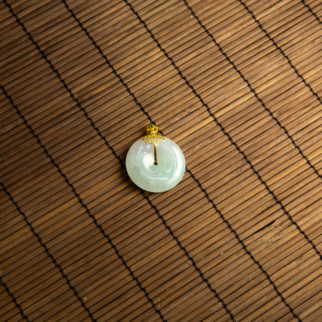 18K黃金冰種春彩平安扣吊墜