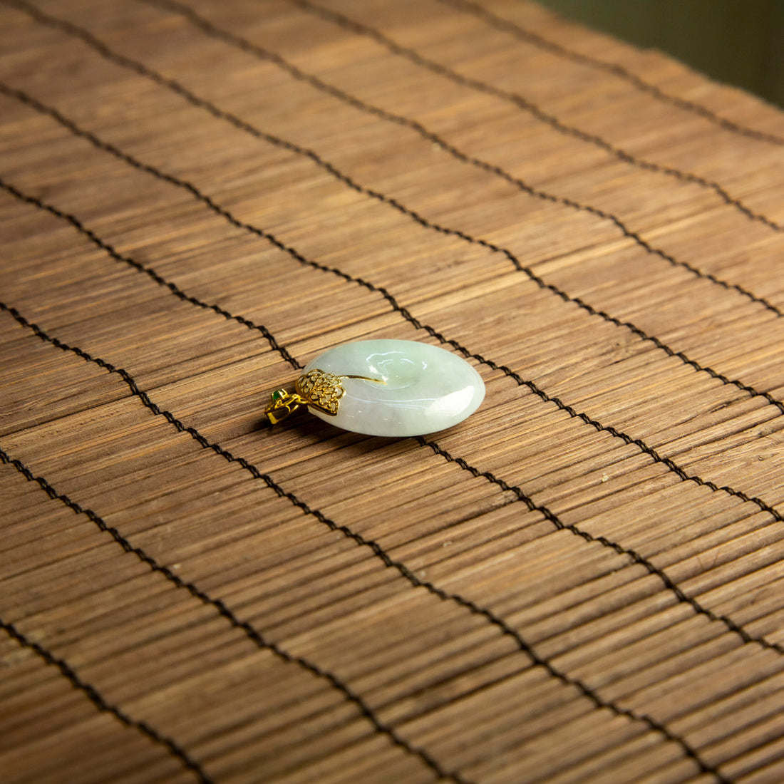 18K黃金冰種春彩平安扣吊墜