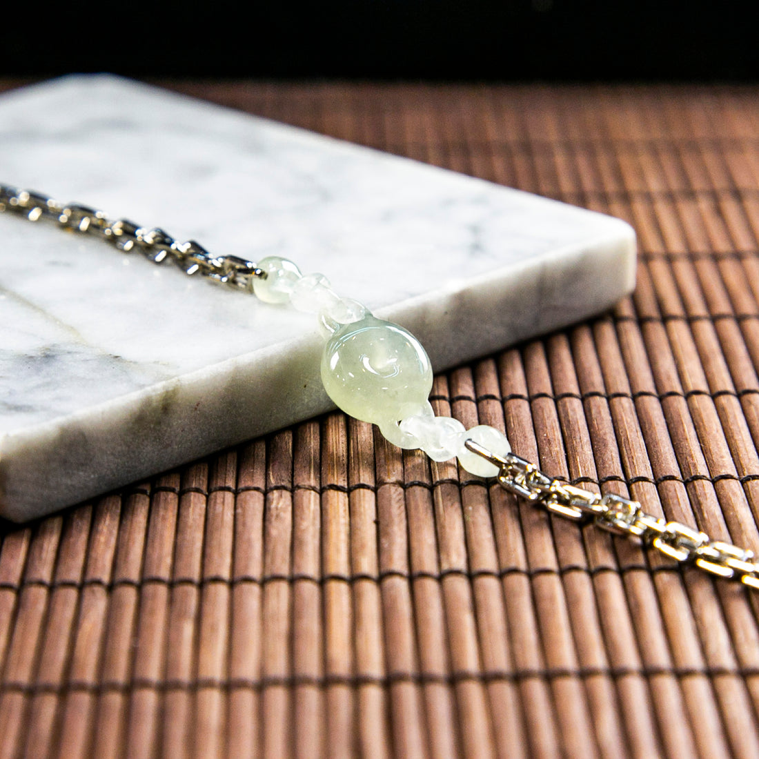 S925天然緬甸翡翠冰淡綠平安扣手鍊