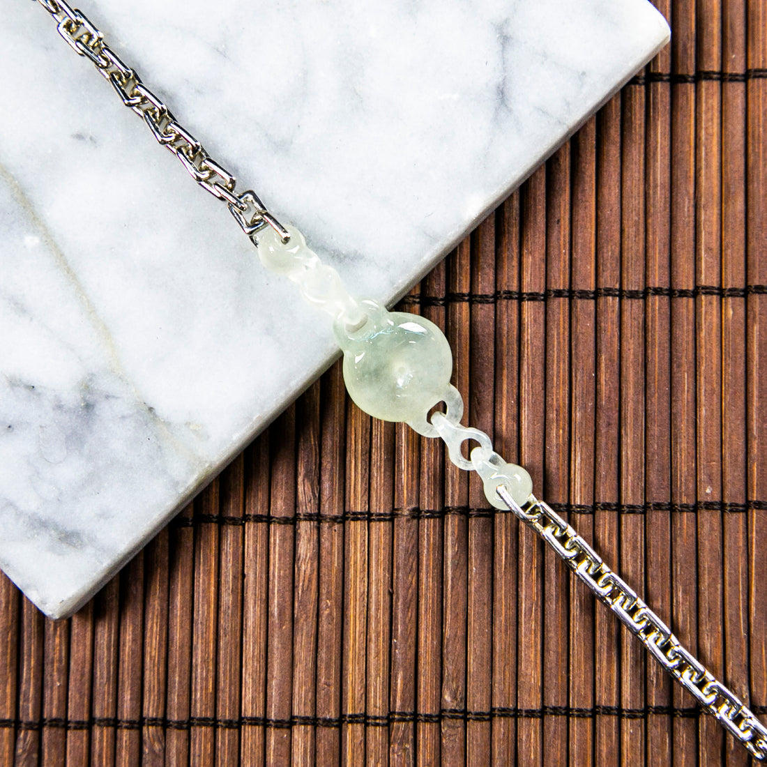 S925天然緬甸翡翠冰淡綠平安扣手鍊