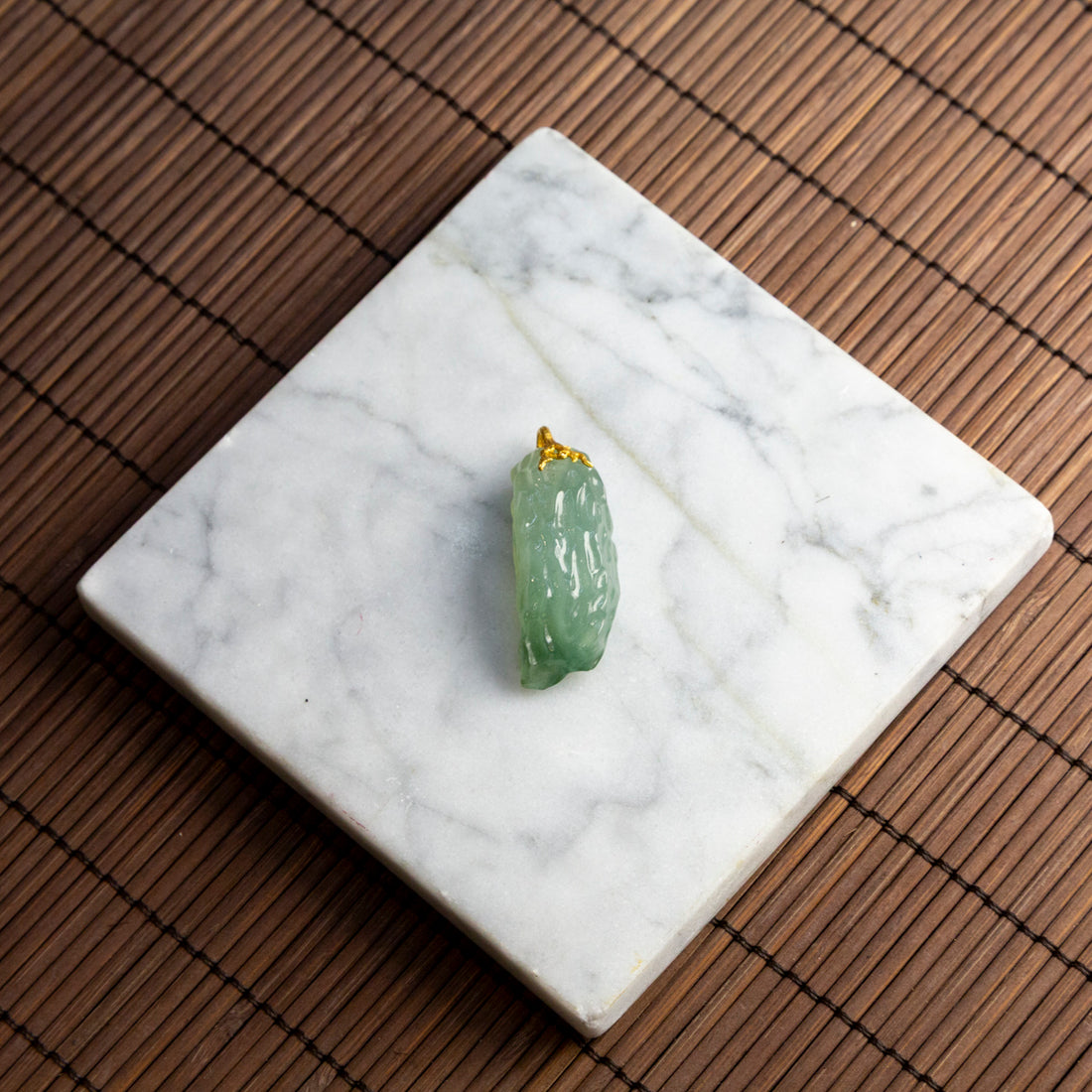 18K黃金冰種藍綠隨形吊墜