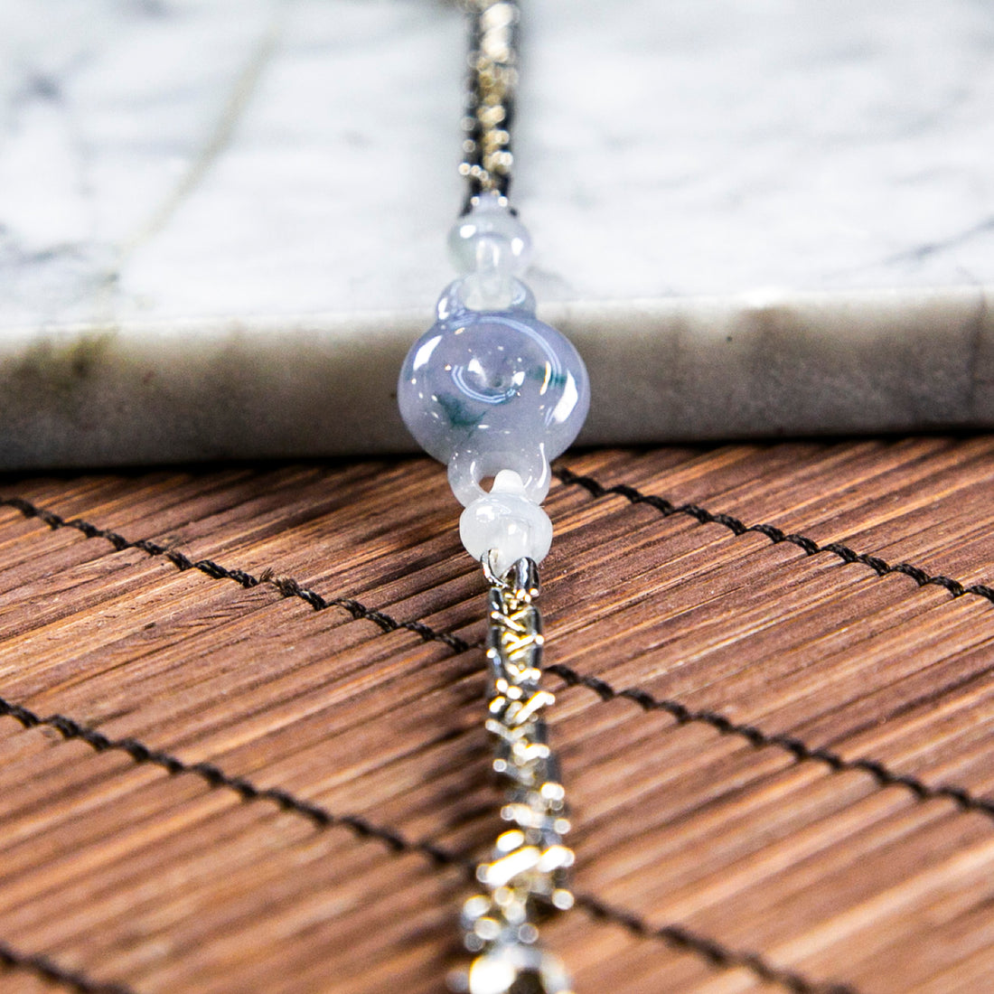 S925天然緬甸翡翠冰紫飄藍花平安扣手鍊