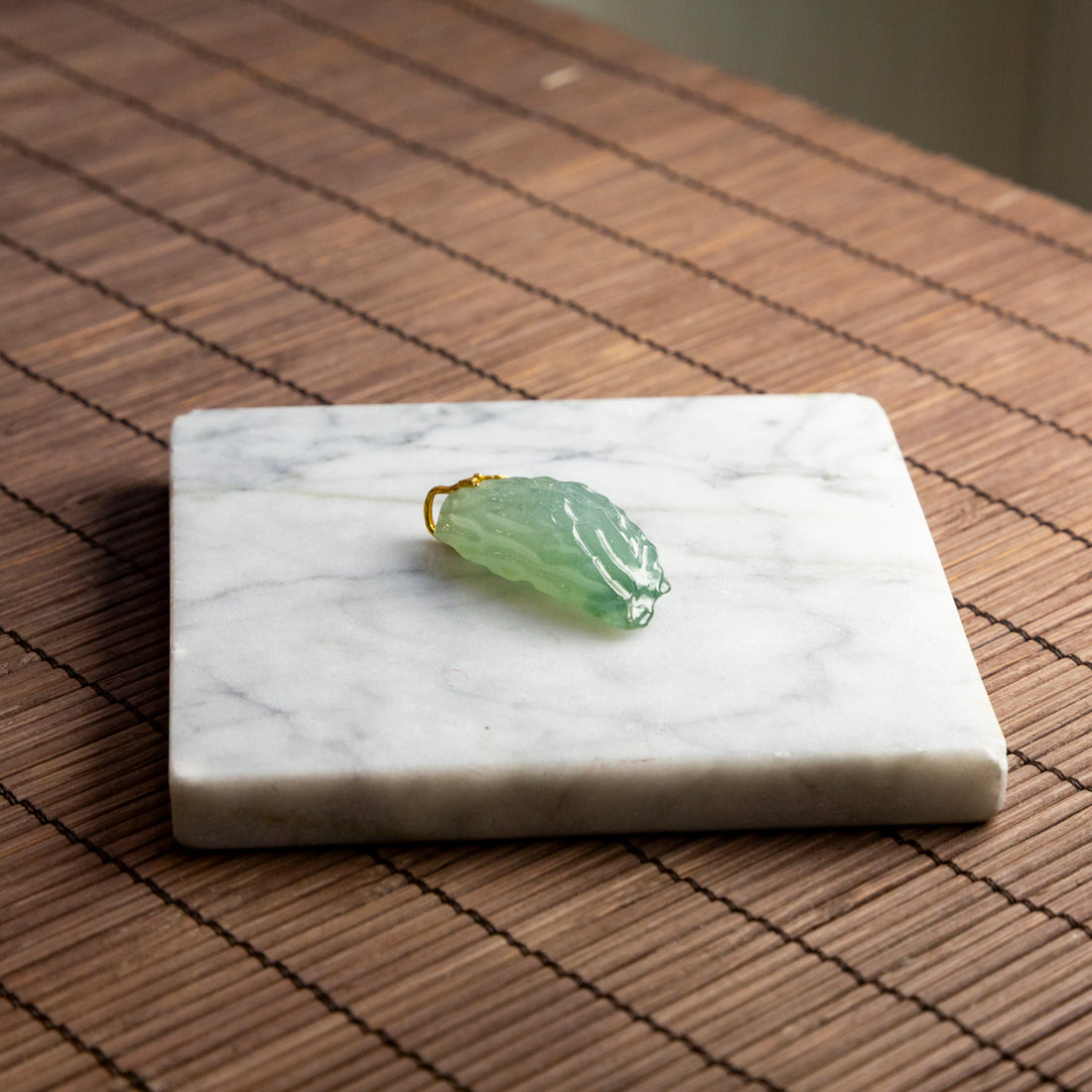 18K黃金冰種藍綠隨形吊墜