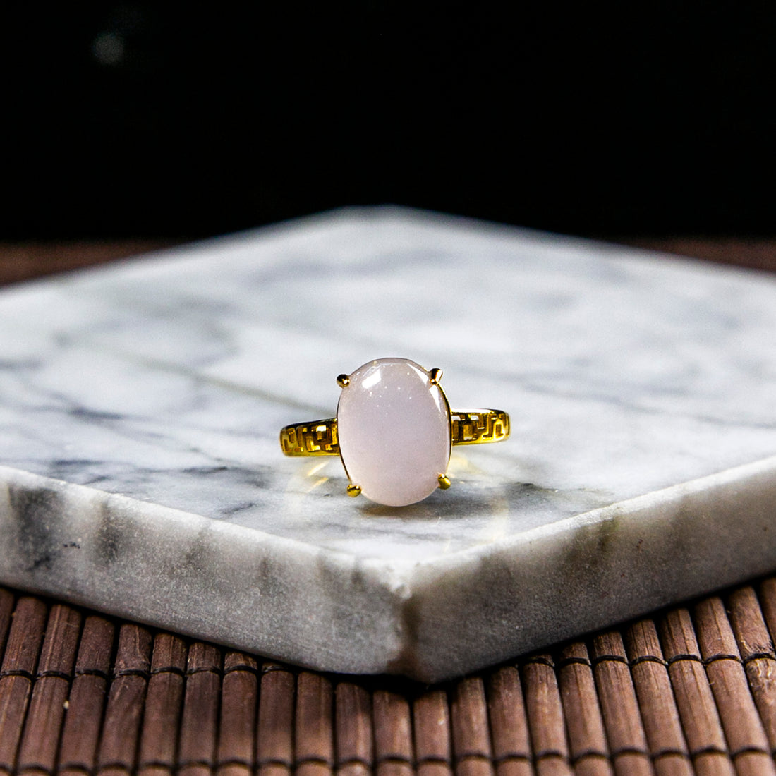 S925天然緬甸翡翠冰粉紫蛋面活動戒指