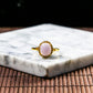 S925 Zircon Natural Burmese Jade Lavender Cabochon Adjustable Ring