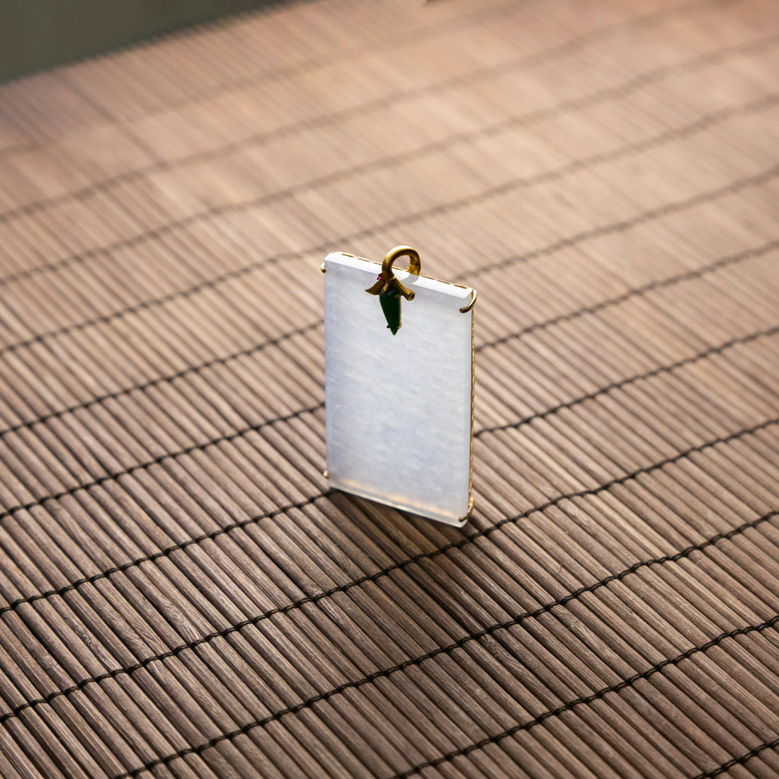 18K黃金冰種粉紫無事吊墜