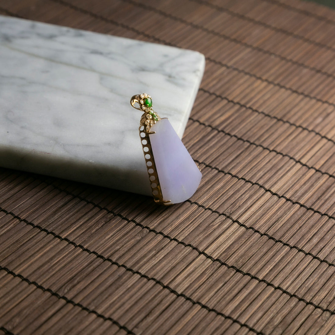 18K黃金鑲鑽冰種紫羅蘭無事吊墜