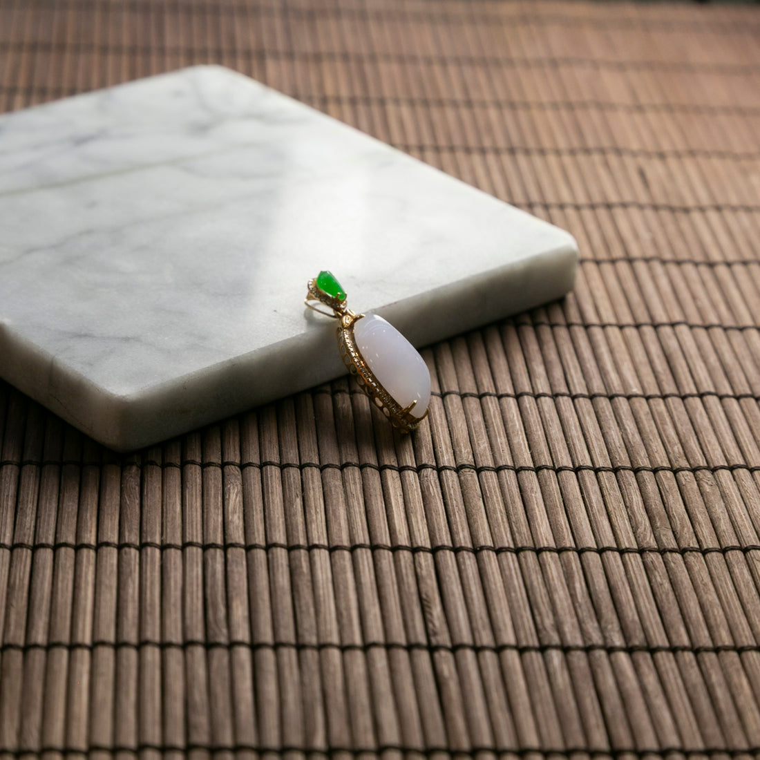 18K黃金鑲鑽冰種紫羅蘭吊墜