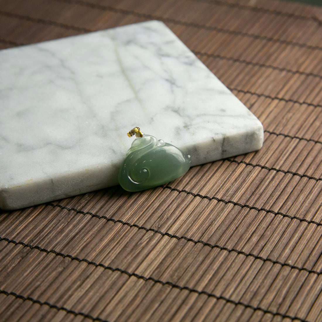 18K Gold Natural Burmese Jade Icy Swan Pendant