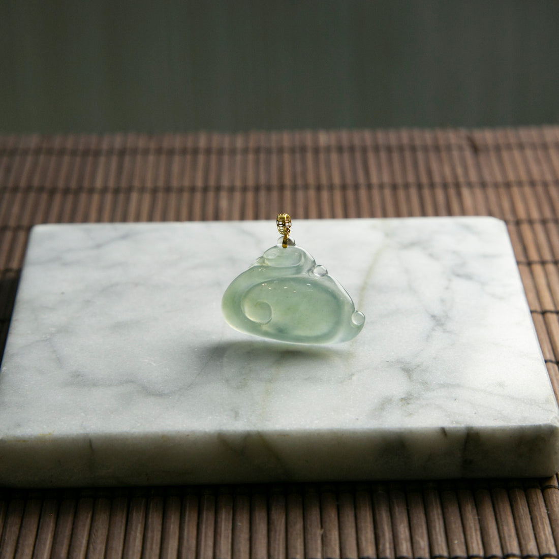 18K Gold Natural Burmese Jade Icy Swan Pendant