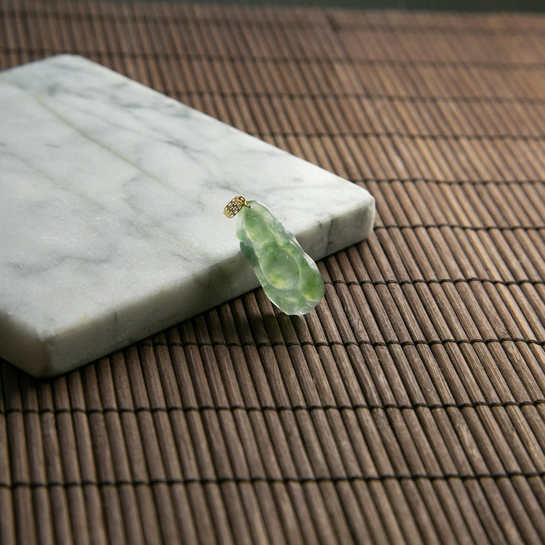 18K Gold Natural Burmese Jade Icy Buddha Pendant