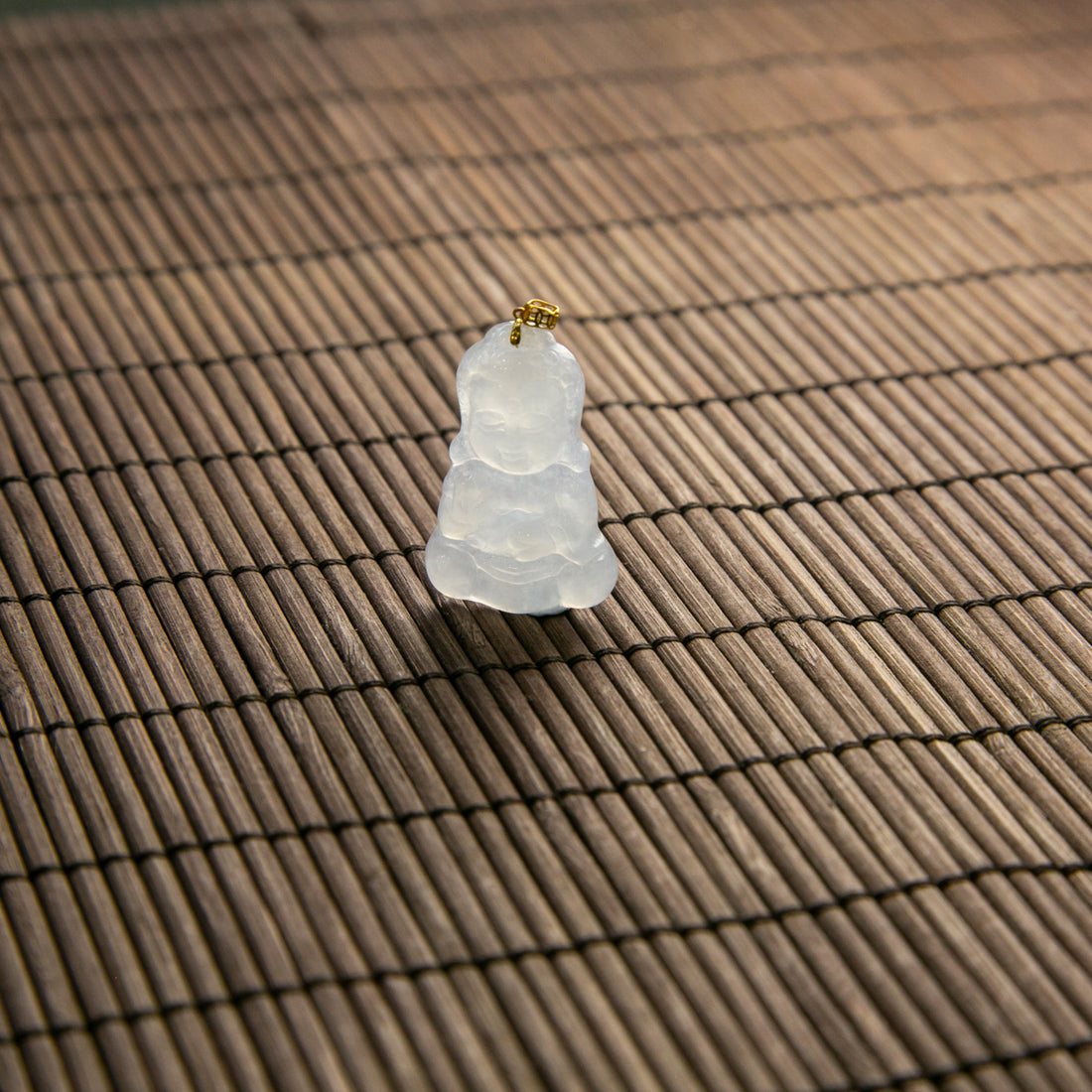 18K Gold Natural Burmese Jade Icy Baby Buddha Pendant