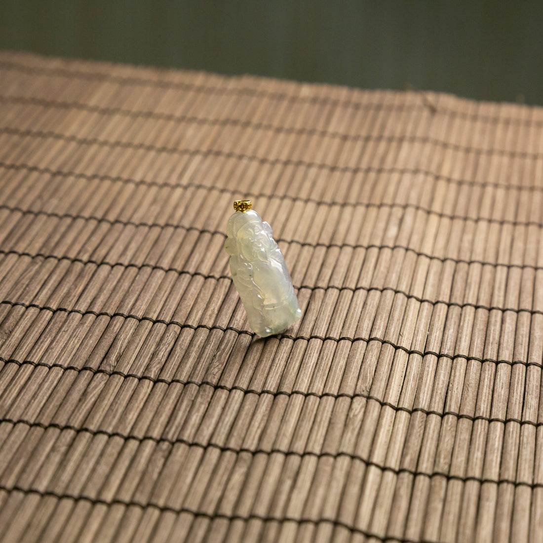 18K天然緬甸冰種財神翡翠吊墜