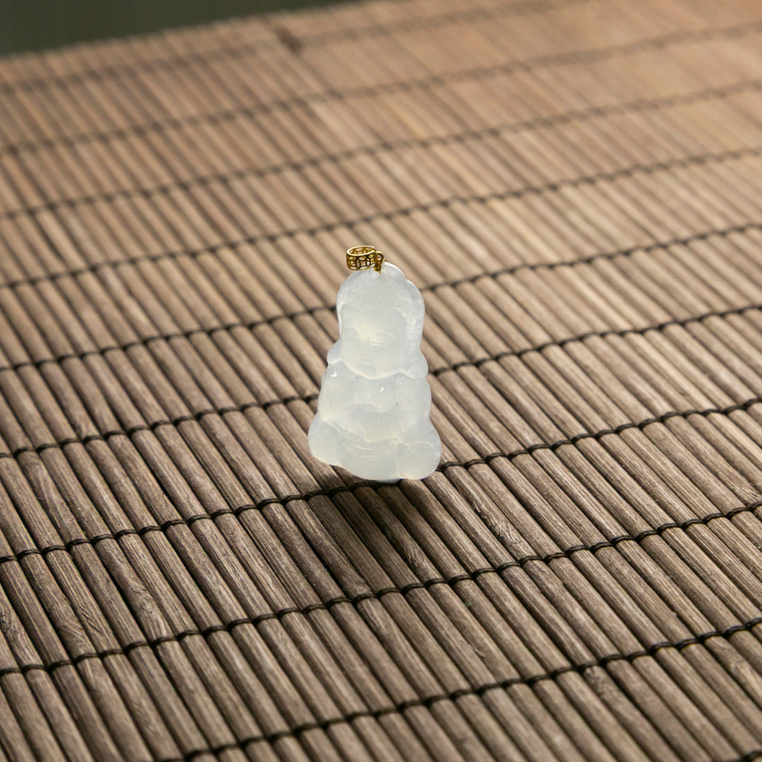 18K Gold Natural Burmese Jade Icy Baby Buddha Pendant