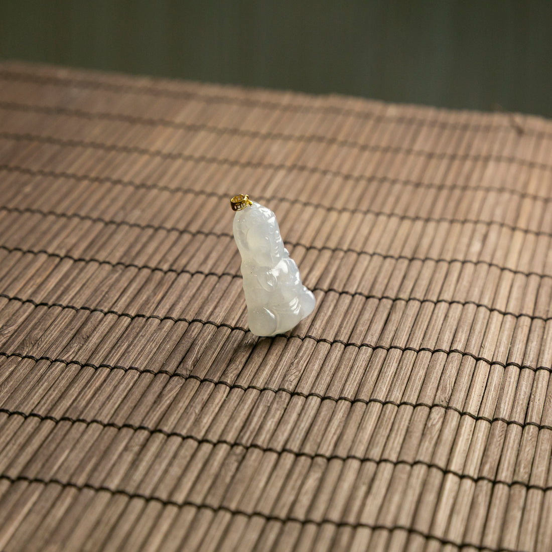 18K Gold Natural Burmese Jade Icy Baby Buddha Pendant