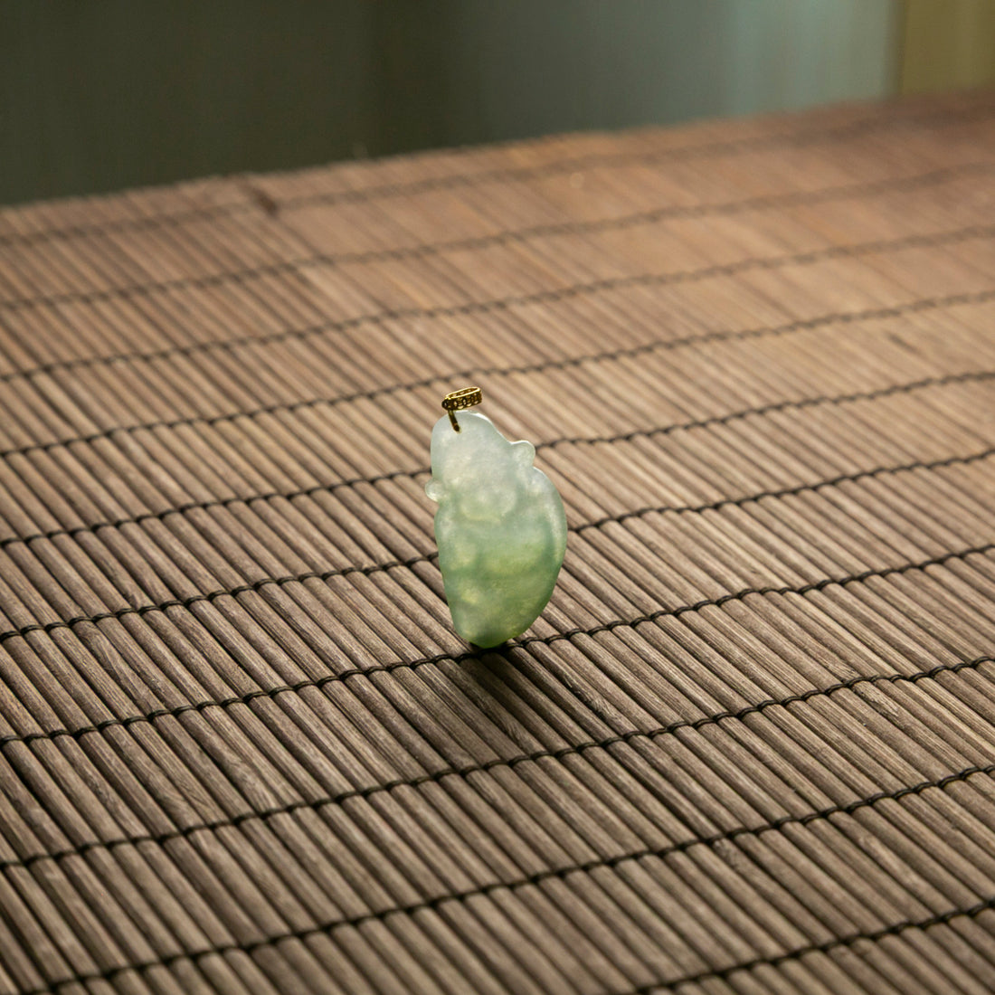 18K天然緬甸冰種財神翡翠吊墜