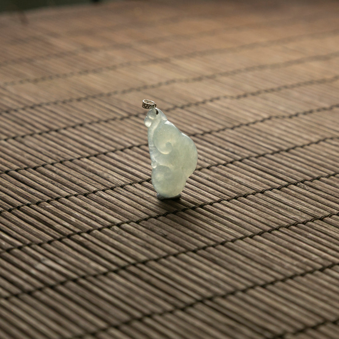 18K Gold Natural Burmese Jade Icy Ruyi Pendant