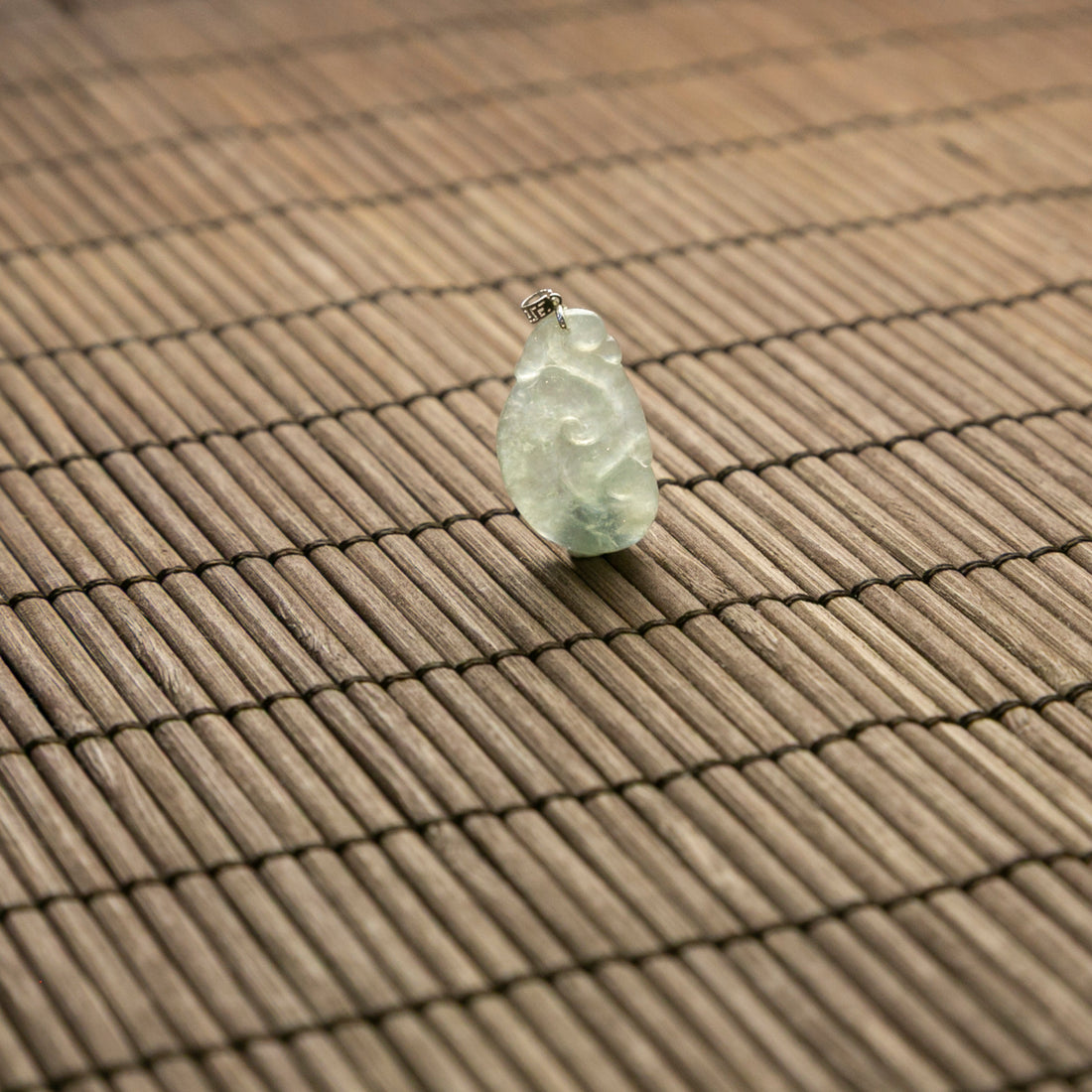 18K Gold Natural Burmese Jade Icy Ruyi Pendant