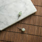 18K Platinum Natural Burmese Jade Icy Bluish Green Ear Studs