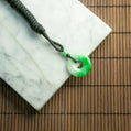 Natural Burmese Jade White and Green Donut Pendant