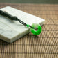 Natural Burmese Jade White and Green Donut Pendant