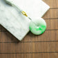Natural Burmese Jade White and Green Ping An Donut Pendant