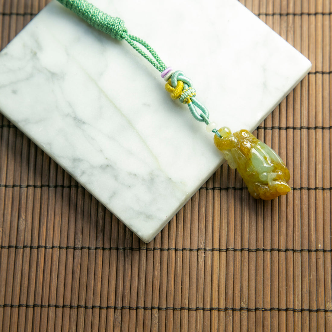 天然緬甸翡翠黃翡荷塘情趣吊墜