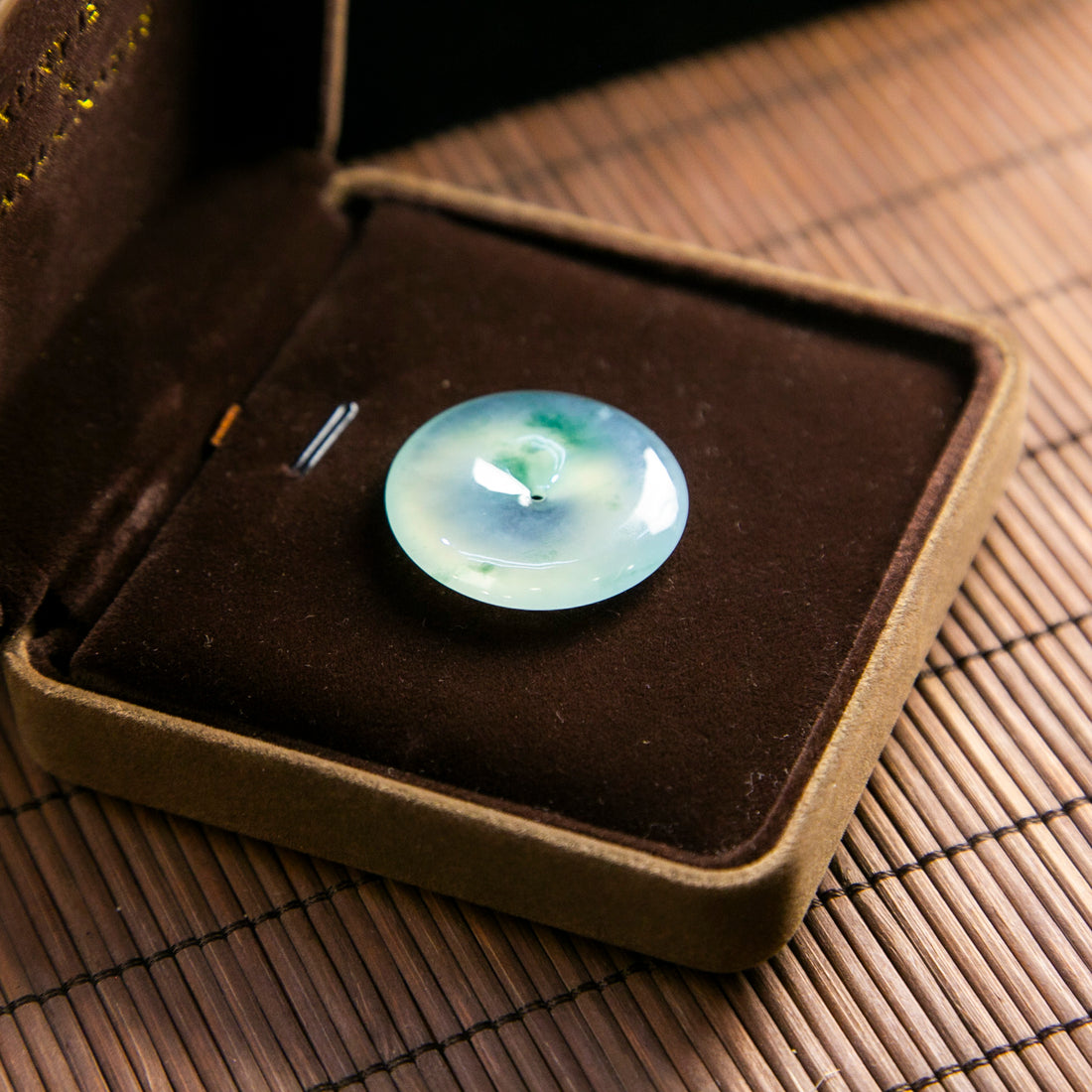 天然緬甸翡翠高冰晴底飄花平安扣