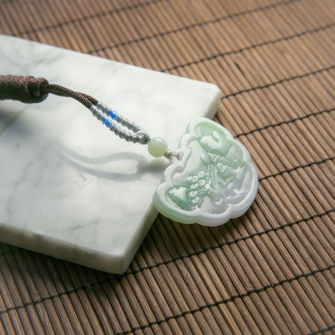天然緬甸翡翠山水牌吊墜