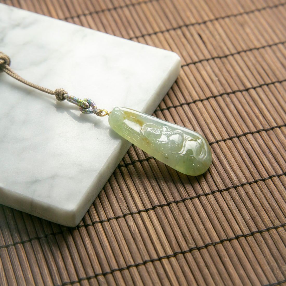 天然緬甸翡翠三彩笑佛吊墜