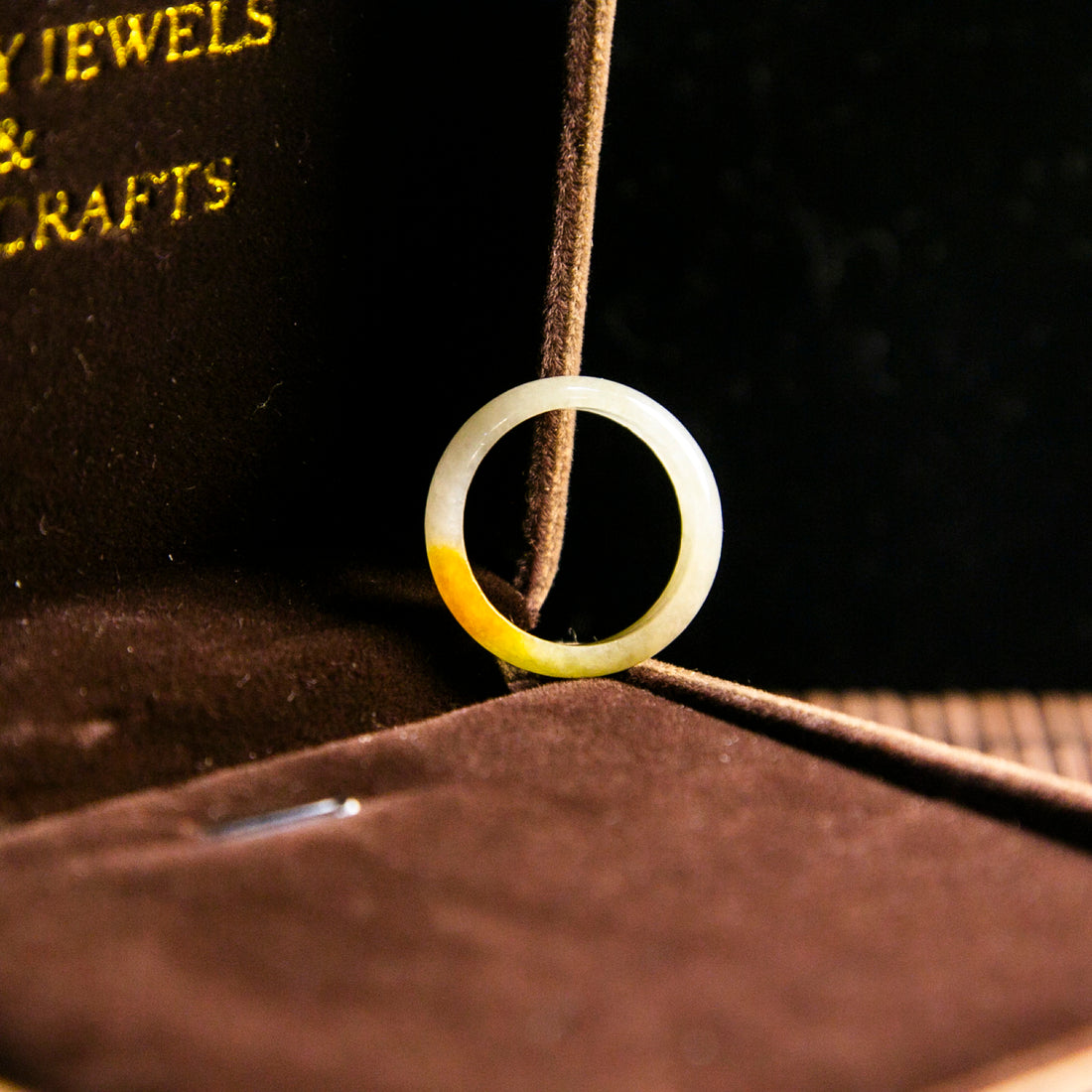 天然緬甸翡翠半山水冰橙黃翡玉戒