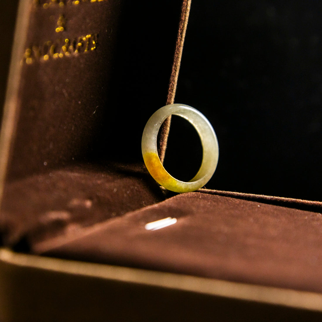 天然緬甸翡翠半山水冰橙黃翡玉戒