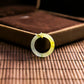 Natural Burmese Jade Icy White Piao Hua Jade Ring with Shades of Yellow