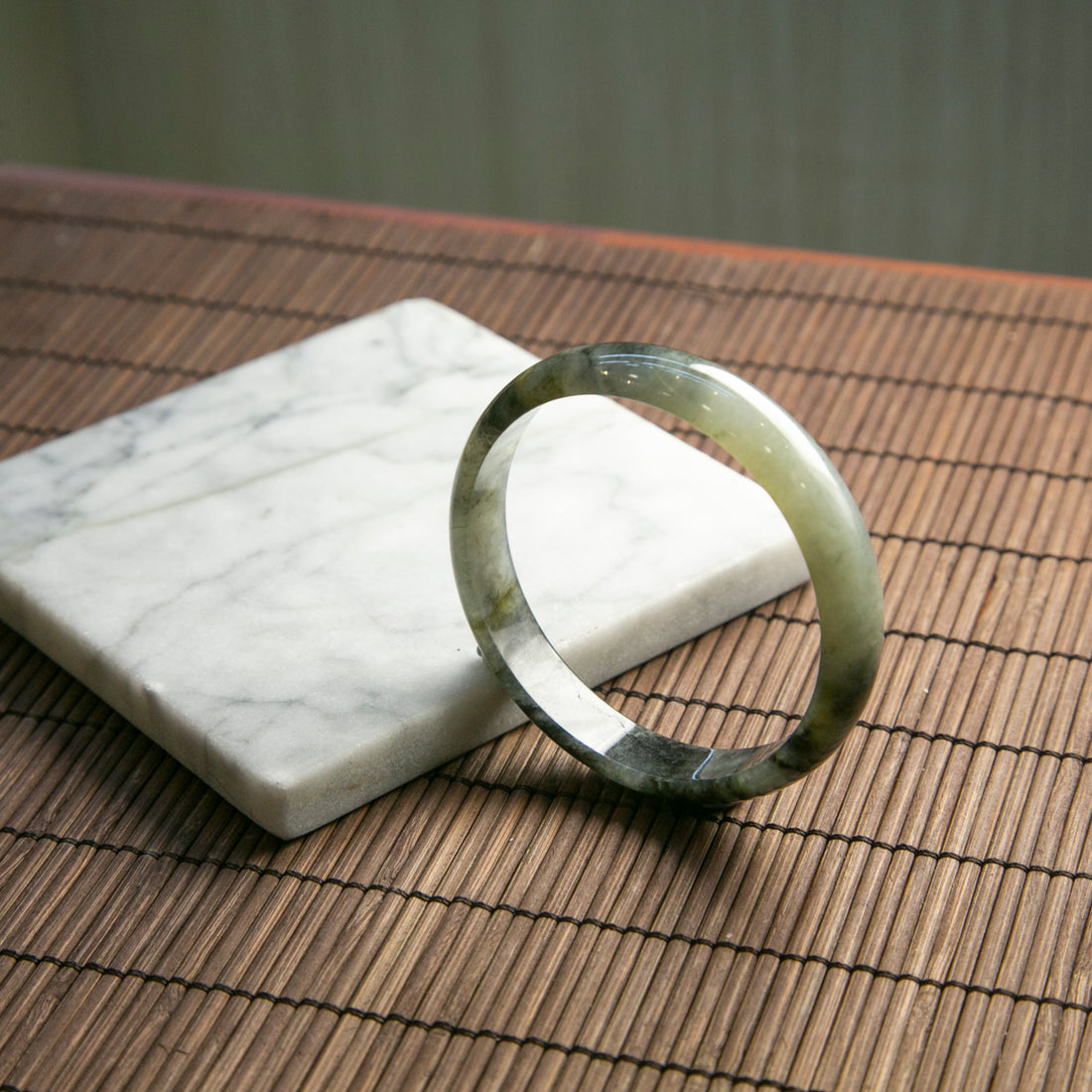 天然緬甸翡翠烏雞正圈手鐲 (適合圈口 54-56mm)