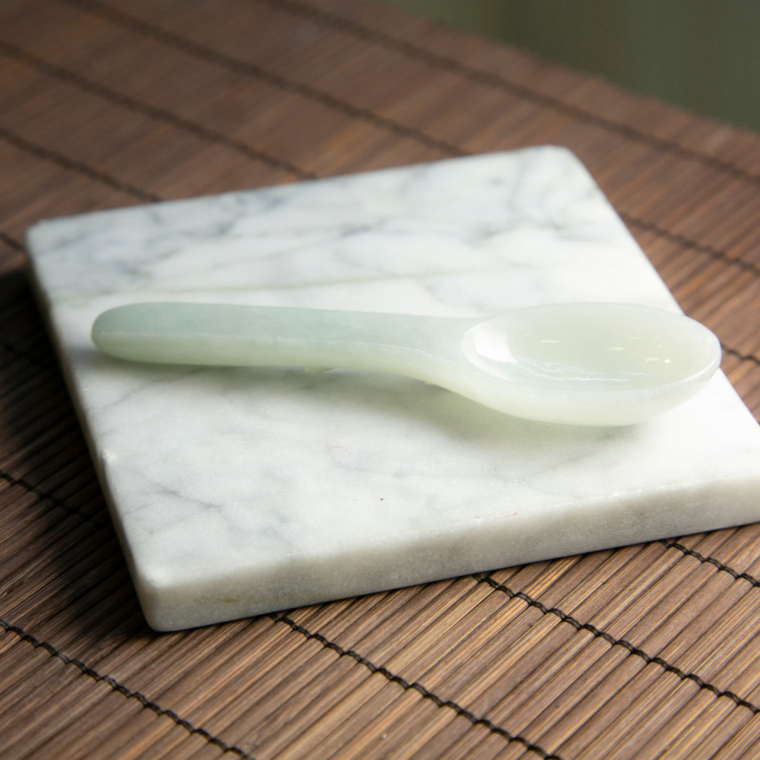 Natural Burmese Icy White Jade Spoon