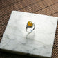 18K Platinum Diamond Natural Burmese Yellow Jade Cabochon Ring