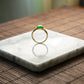 18K Gold Diamond Natural Burmese Bright Green Cabochon Ring