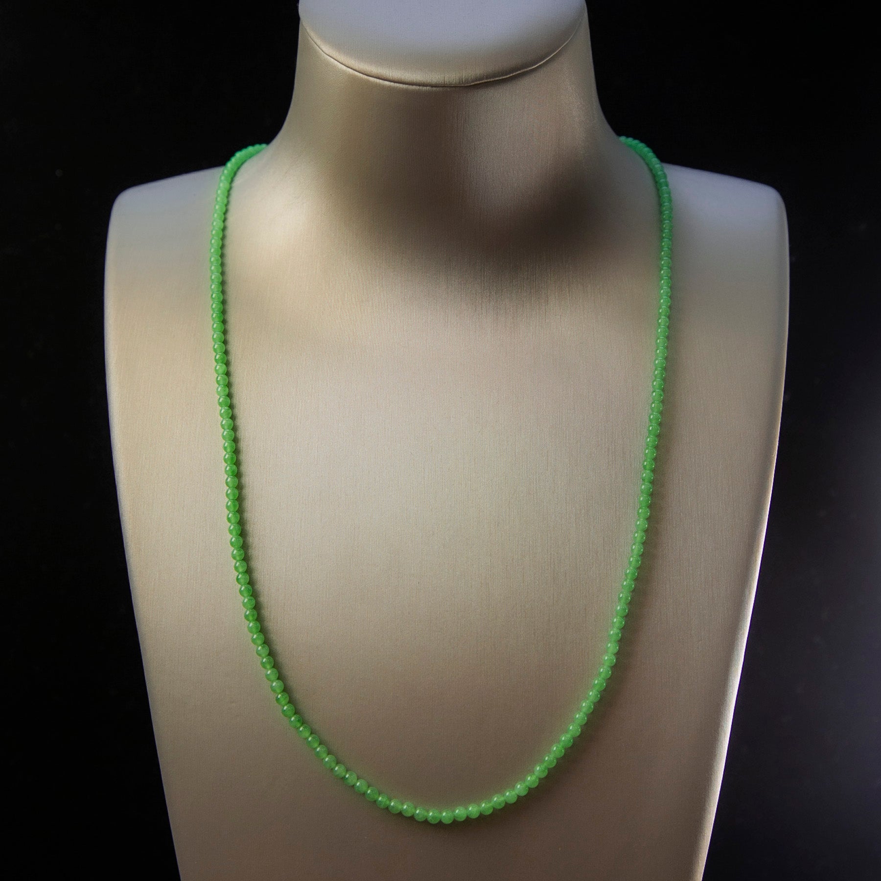 天然緬甸翡翠冰陽綠小米珠串