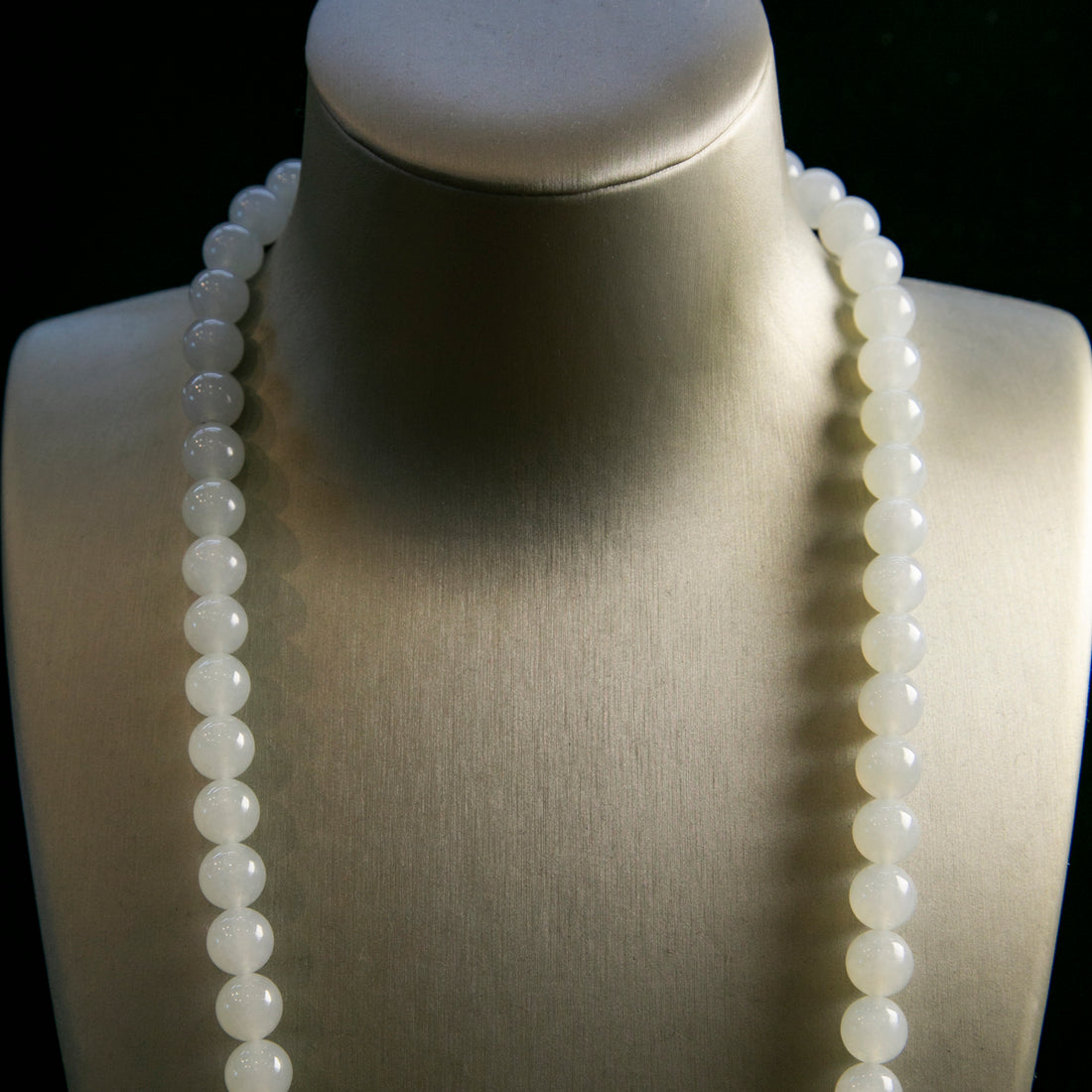 天然緬甸翡翠冰白大珠串