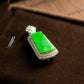 18K Platinum Diamond Natural Burmese Jade Full Colour Bright Green Pendant