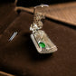 18K Platinum Diamond Natural Burmese Jade Full Colour Bright Green Pendant