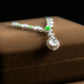 18K Platinum Diamond Natural Burmese Jade Icy White & Green Cabochon Necklace