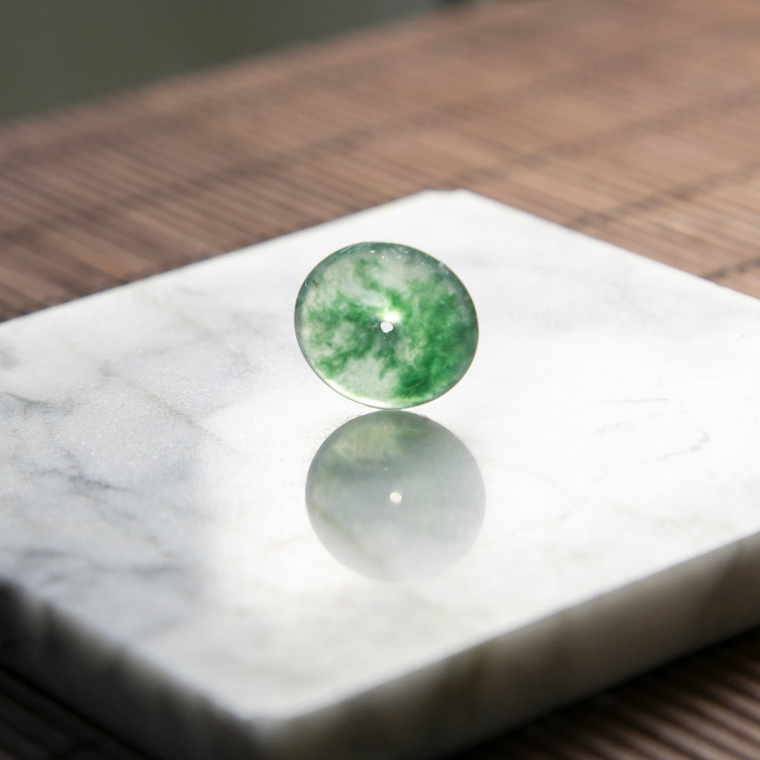 天然緬甸翡翠玻璃種飄花平安扣