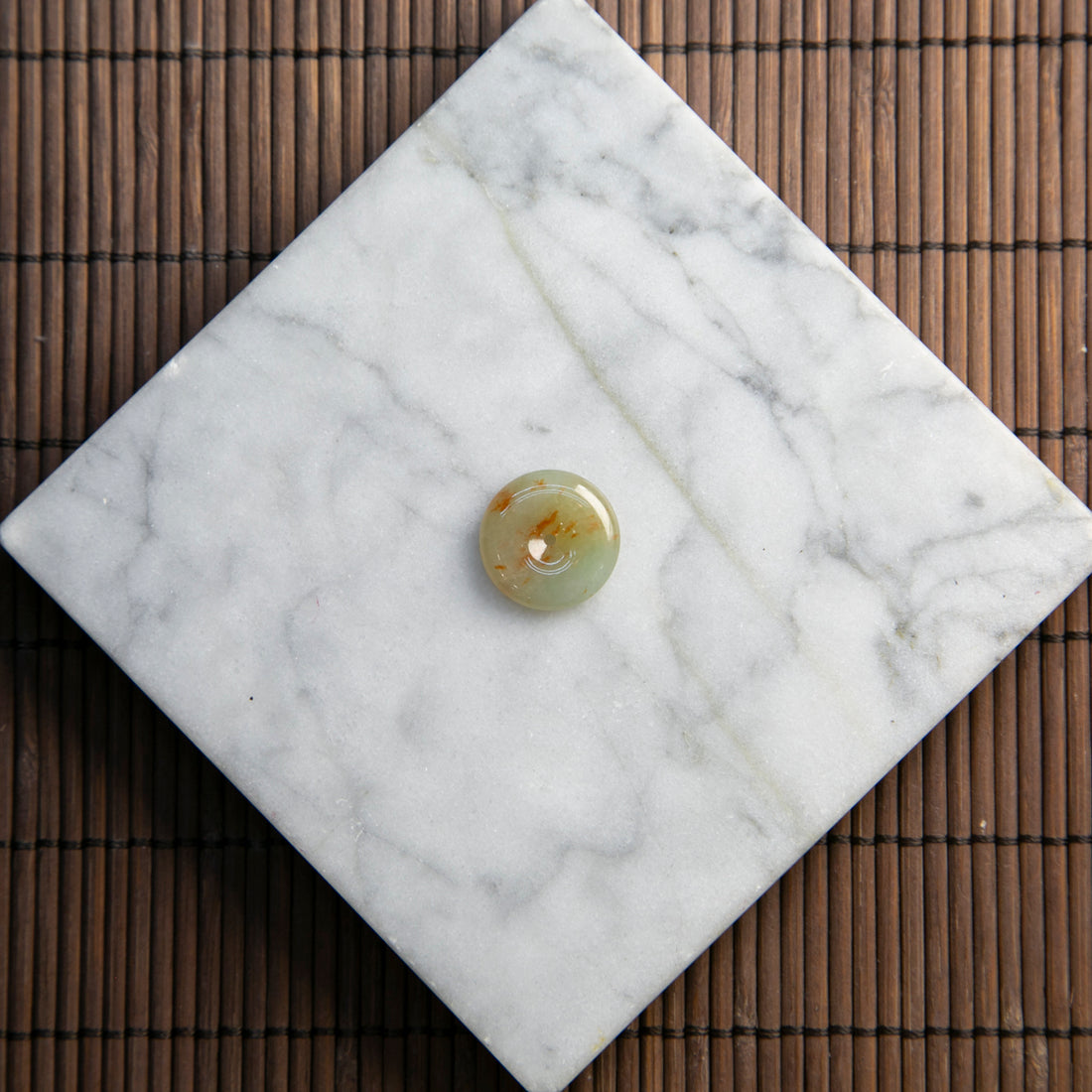 Natural Burmese Jadeite Ping An Donut with Shades of Yellow