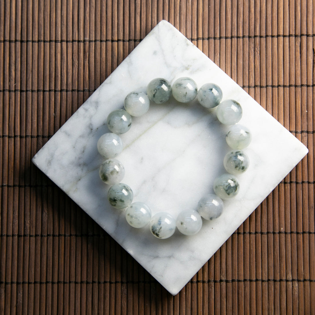 天然緬甸翡翠冰烏雞大珠串手鏈