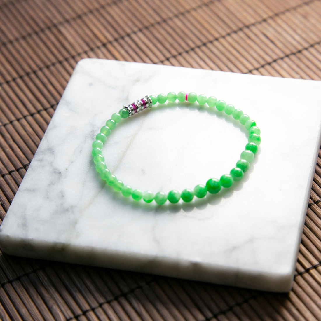 天然緬甸翡翠冰陽綠珠串手鏈